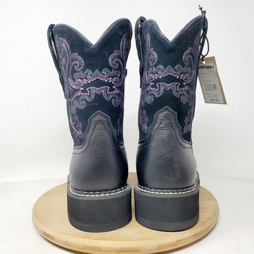 Ariat Fatbaby Boots Womens 7.5 Black Purple Cowboy Western Shoes - Picture 9 of 14